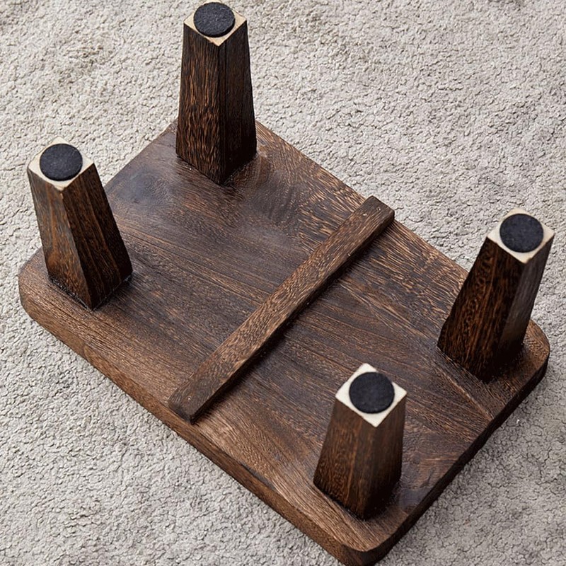 Tung wood step stool with non-slip rubber feet, small step