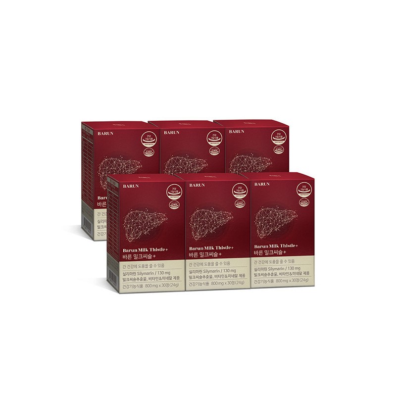 Bareun 건강한약속바른 바른 상쾌하루 밀크씨슬+ 800mg 180정(6개월분) / 실리마린 Healthy