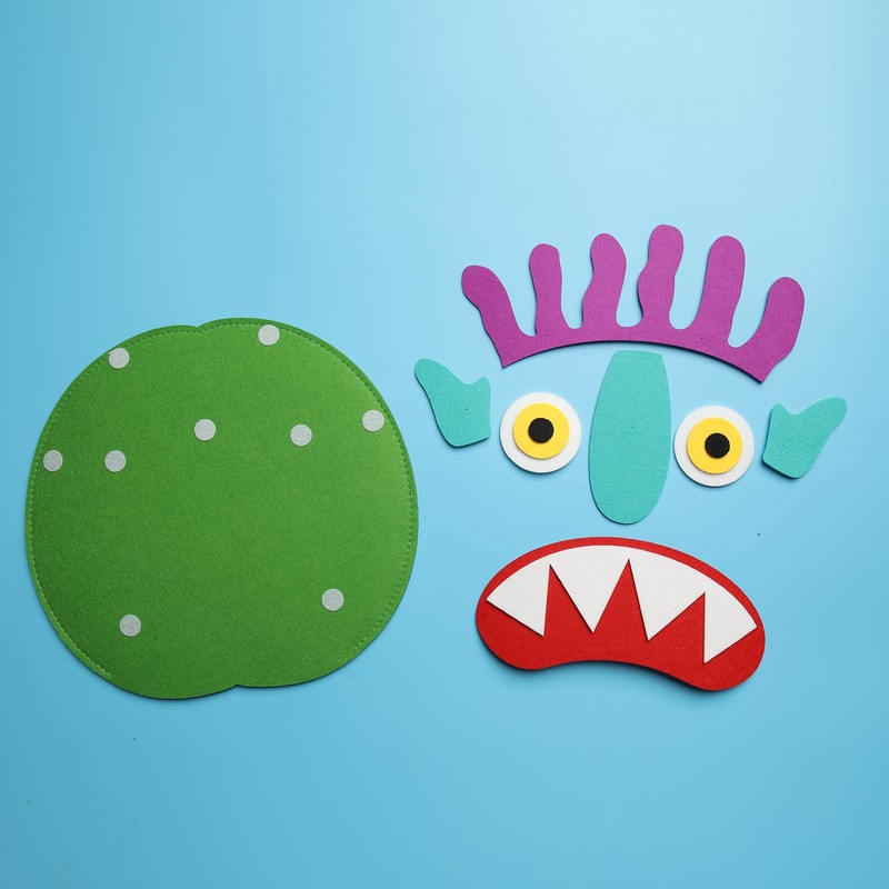 Go Away Big Green Monster Felt Hand Puppet, Detachable Eyes,