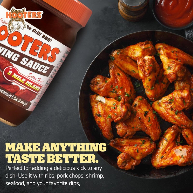 Hooters Wing Sauce, 3 Mile Island, 12 Ounce (Pack of
