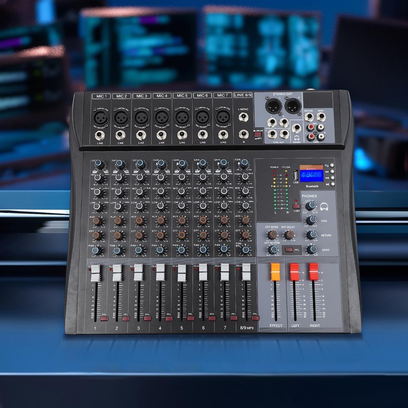 8 Channel Audio Mixer,Professional Mixer Sound Board Console Desk System