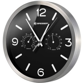 Bresser Wall Clock, Metal, Black, 250x250mm