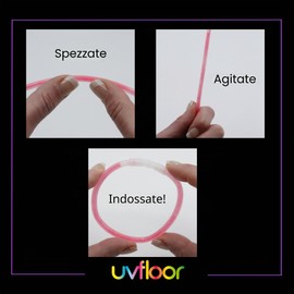UV FLOOR - Set di 100 braccialetti fluorescenti luminosi + 100 connettori, qualità premium, accessori luminosi, fluorescenti, feste, travestimenti, colori assortiti