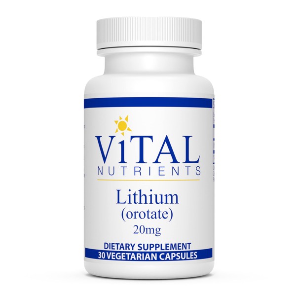 Vital Nutrients Lithium Orotate | Vegan Supplement to Support Memory and Behavior Health* | 20mg | Gluten, Dairy and Soy Free | 30 Capsules