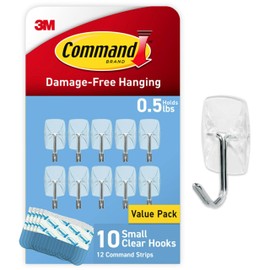 Command Small Clear Wire Toggle Hooks, 20 Count with 24 Strips, Damage-Free Adhesive for Wall Hanging and Storage, Holds up to 0.5 lb