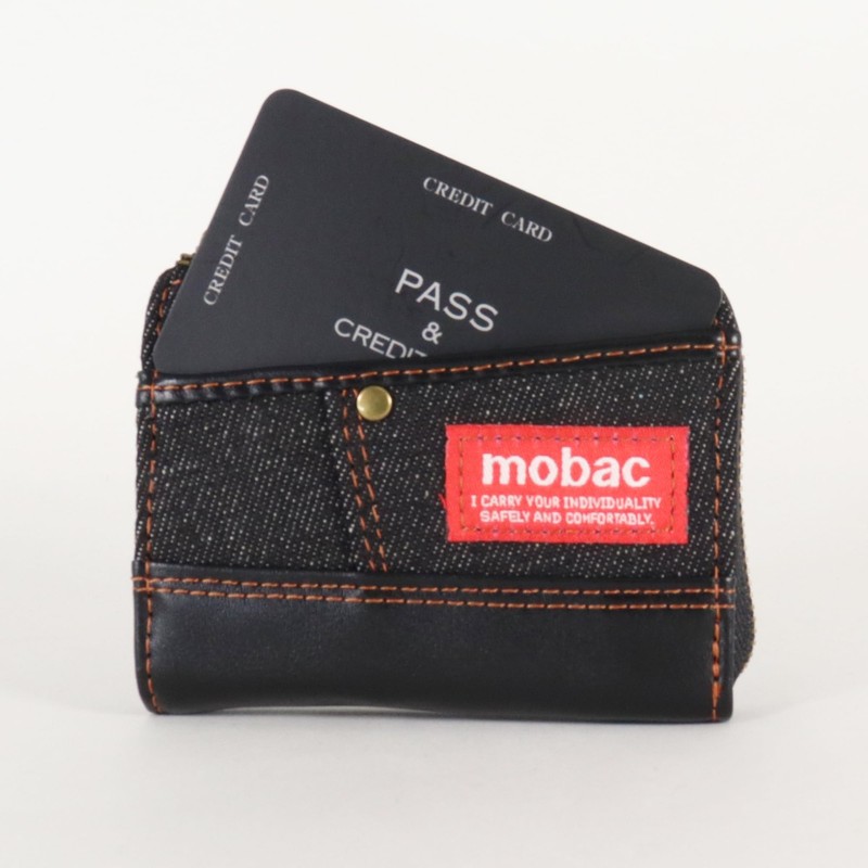 [モバック] 小銭入れ メンズ パスケース 定期入れ L字ファスナー 財布 デニム 大容量 人気