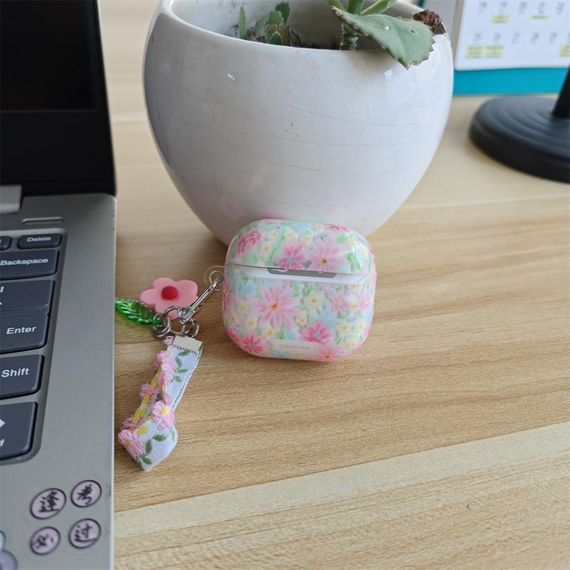 PIQIUZC Compatible with AirPods 4 Case, Cute Grace Pink Floral