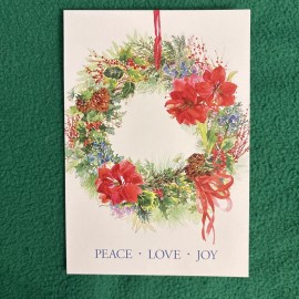 Leanin’ Tree Christmas Greeting Card “Peace Love Joy…”