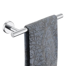 JQK Hand Towel Holder Towel Ring Chrome, Thicken 0.8mm 304 Stainless Steel Bathroom Hand Towel Bar, 9 Inch Wall Mount Towel Rack Hanger, Polished Steel, THH110L9-CH