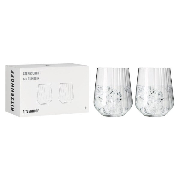 Ritzenhoff 3771001 Gin Tumbler 700 ml - Star Cut No. 2 Series - Pack of 2 with Relief Line - Made in Germany