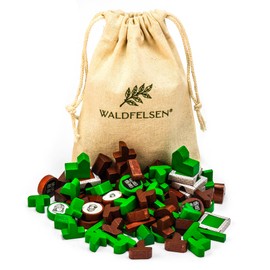 Waldfelsen® Wooden Toy Figures - 8 Cities, 10 Settlements, 30 Streets, 30 Ships, 12 Knights and 6 City Walls Suitable for the Base Game, Sailors and Cities and Knights of The Settlers