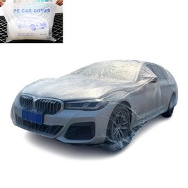 YehVeh Disposable Car Cover Dirtproof Lightweight PE Clear Car Dust Cover with Elastic Wrap Band Full Exterior Protective Covers for Garage Indoor Car Show Collection Rain Outdoor Sedan Keep Clean