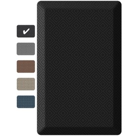 Ophanie Kitchen Mats for Floor, 9/10 inch Thick, Anti Fatigue Cushioned Mat, Kitchen Rugs, Waterproof, Comfort Ergonomic Standing Mat for Office, Home, Sink, 20x32 Black Non-Slip Ridged Bottom