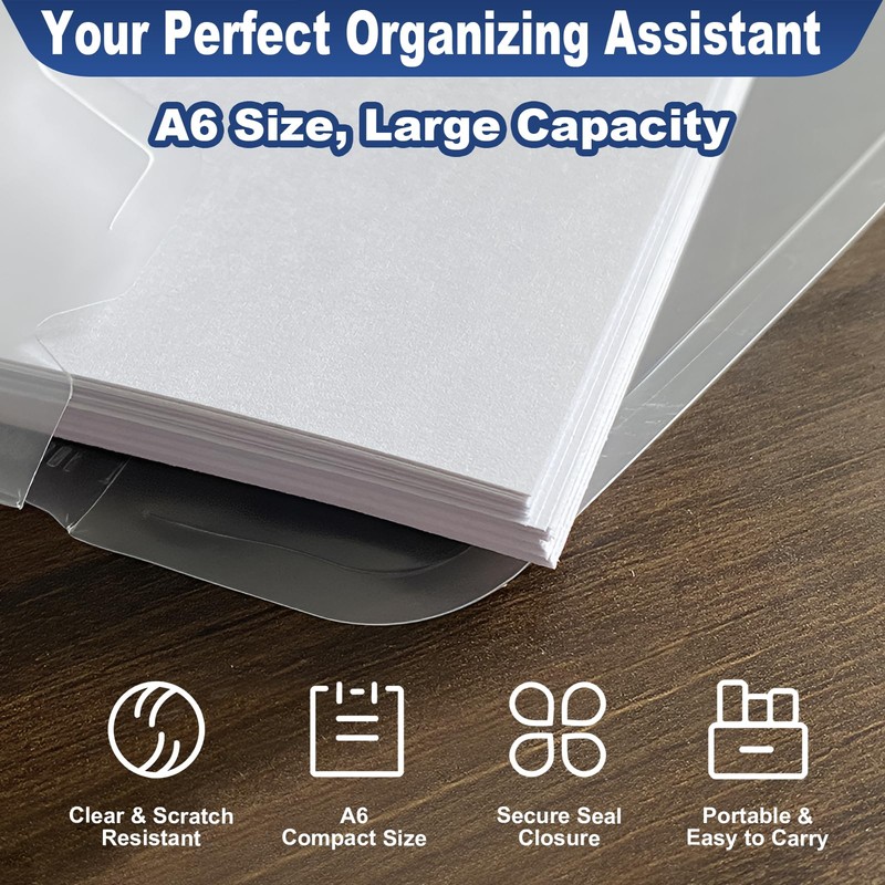 20 Pcs A6 Plastic Wallet, Small Clear Document Folders with