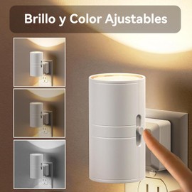 2 piezas Luz de Noche Enchufable,con Sensor de Luz de Atardecer a Amanecer,Brillo regulable de 0 a 100 lm y 3 colores,LED De Noche Regulable Para Pasillo,Dormitorio,Escalera(Blanco-3 colores)