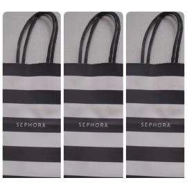 Sephora 3X Sephora Mini Small Paper Shopping Gift Bag - Store Black Stripes