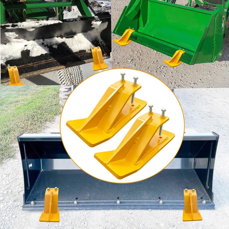 FUYEAR Tractor Bucket Protector,Ski Edge Protector,2pcs Yellow Heavy Duty Steel