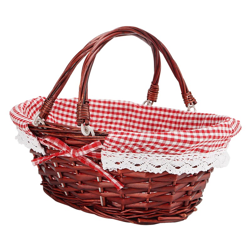 JOIKIT 2Pcs Brown Oval Traditional Wicker Shopping Storage Basket with
