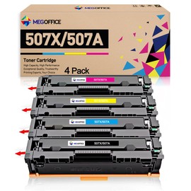 MEGOFFICE Compatible Toner Cartridge Replacement for HP 507X High Yield CE400X CE401A CE402A CE403A 507A C400A for HP Enterprise M551 M551n M551dn M551xh M570dn M570dw M575f (4-Pack, BCMY)