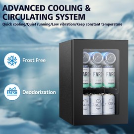 COWSAR Beverage Refrigerator 24-Can Mini Fridge, Countertop Wine Cooler Small Adjustable Digital Thermostat, LED Light, Freestanding Countertop Drink Refrigerator for Home, Bar & Office