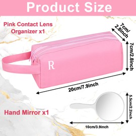 OBUSATT Daily Contact Lens Organizer with Hand Mirror Portable Storage Case for Daily Contact Lenses Travel Storage Case with Clearly Labeled R & L, Each Hold 30 PCS Total Hold 60 PCS (Pink)