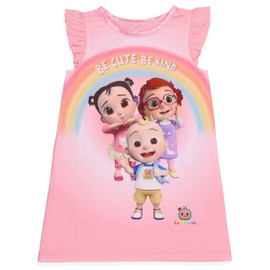 Komar Kids CoComelon Toddler Girls Be Cute Be Kind Ruffle Sleeve Nightgown, 2T Pink