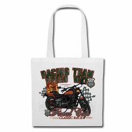 'Shoulder bag "Speed Way Biker Rocker Biker Motorcycle Chopper Motorcycle Club Classic Racing Team Speed Limit Rout 66 Shopping Bag School Bag Gym Bag in White
