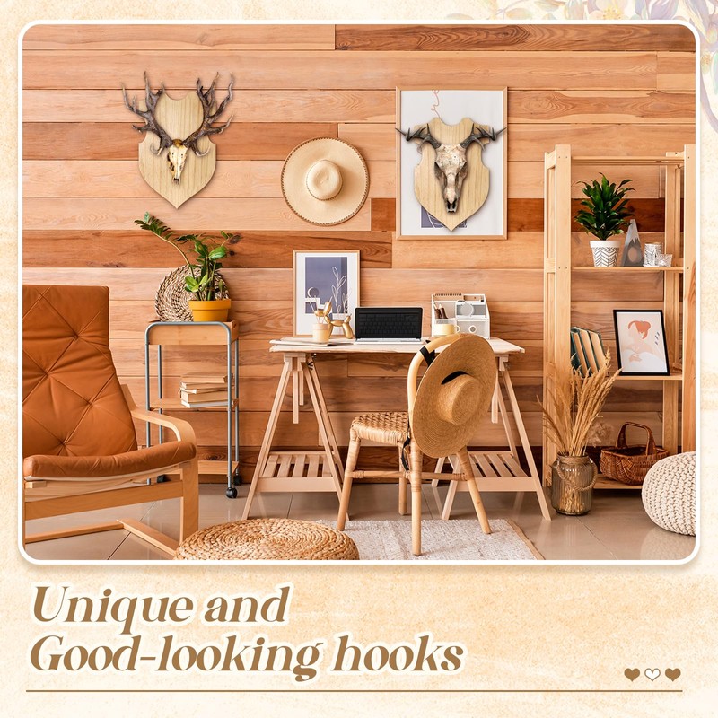 DoubleFill 2 Sets Wooden Deer Antler Mounting Kit Deer Mount