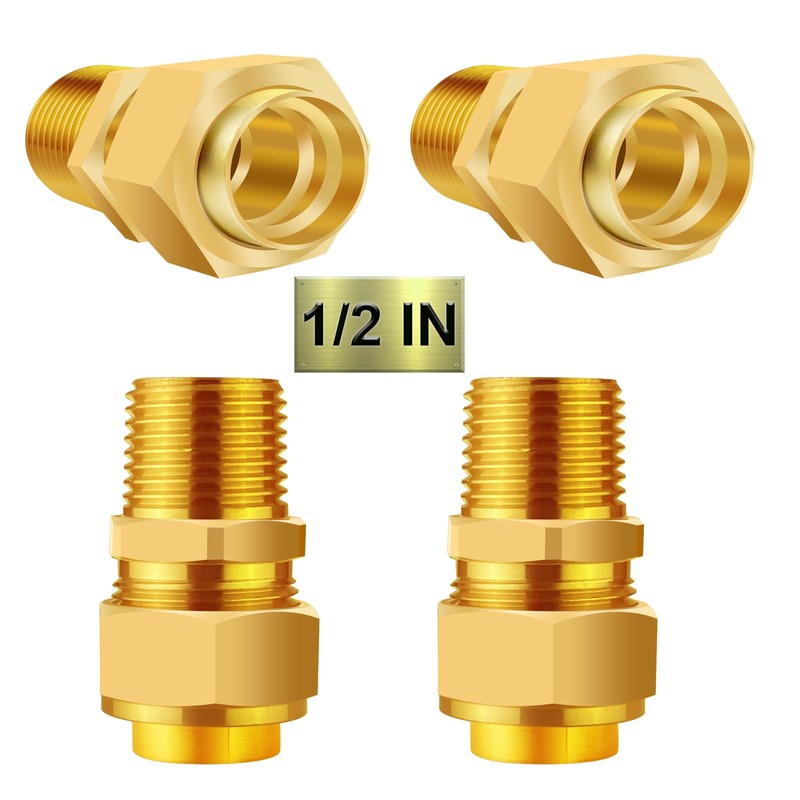 Tsinghwang 4 Pack 1/2'' CSST Male NPT Pipe Fitting Kit