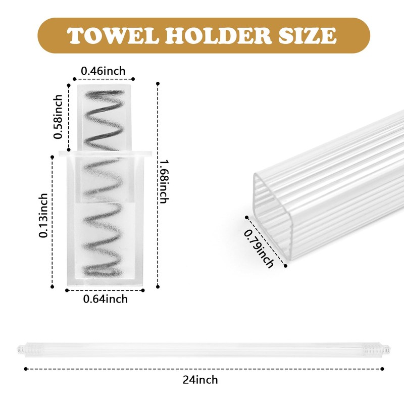 Earthtec 24 Inch Clear Adjustable Replacement Bathroom Towel Bar Rod