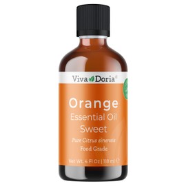 Viva Doria Orange Essential Oil, 100% Pure, Natural, Sweet Orange Essential Oil, Undiluted, for Aromatherapy | Food Grade, 118 mL (4 Fluid Ounce)