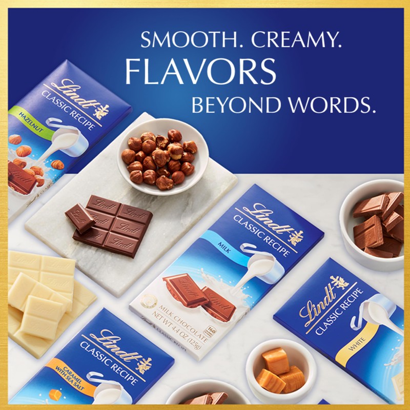 Lindt CLASSIC RECIPE White Chocolate Bar, White Chocolate Candy, 4.4