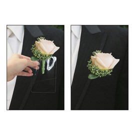 zhuohai 10 Pack Men Groom Pocket Boutonniere Plastic Flower Card Sleeve，Pocket Boutonniere Holder for Suit Jacket Pocket ,No Lapel Pin Required - Perfect for Wedding Prom Homecoming