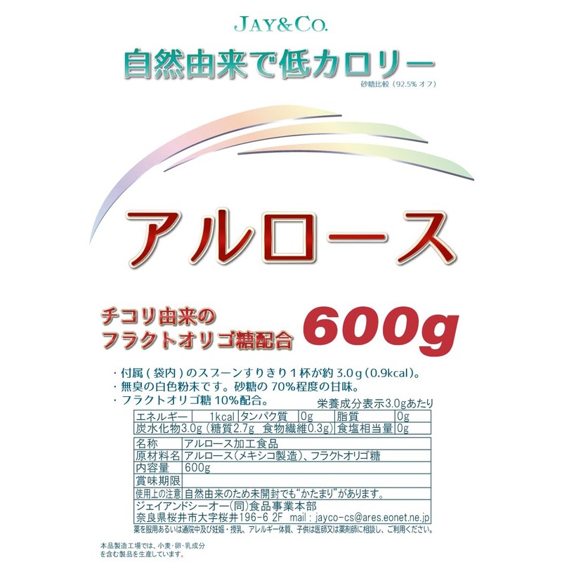JAY & CO. Allose Powder Fructooligosaccharide Blend, Final Processing Area: