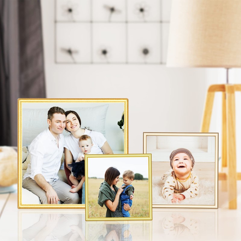 Autjvy 6x6 Picture Frame Set of 2, Gold Modern Simple