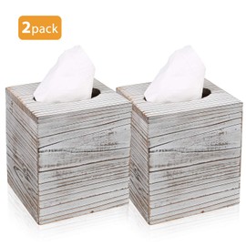 Hossejoy Square Tissue Box Cover with Slide-Out Bottom Panel. Perfect for Bathroom Vanity Countertops, Bedroom Dressers, Night Stands, Desks and Tables (Pack of 2 )