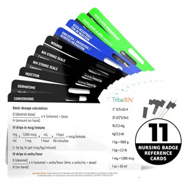 Badge Guru Medical Flash Cards - 11 Reference Cards for Nurses, Doctors, EMTs, Nursing Students and Med School Students (ICU/ER)