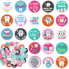 Huquary 80 Pcs Dentist Dental Assistant Pins Gifts Bulk Dentist Tooth Health Awareness Lapel Brooches Decor Dental Hygiene Office Gifts for World Oral Health Day Nurse Medical Assistant Employee