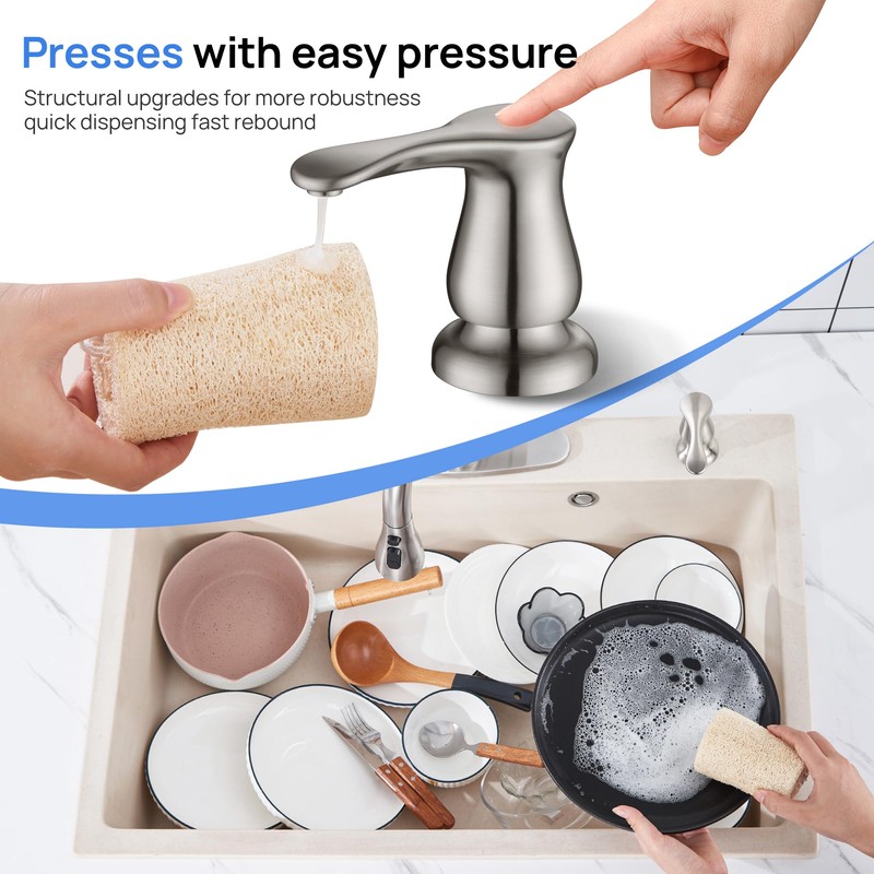 GAGALIFE Kitchen Sink Soap Dispenser - Brushed Nickel Sink Soap