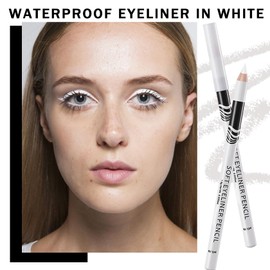 12PCS White Eyeliner Pencil Set,High Pigmented Smudge-Proof White Eye Liner Pencils,Long lasting Waterproofing Eyeliner Pencil,Smooth Soft Eye Liner Pen for Makeup