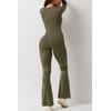 QINSEN Women's Long Sleeve Wide Led Jumpsuit Seamless Long Pants