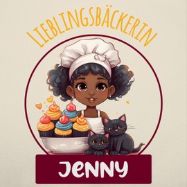 Geschenk mit Namen personalisiert by Shirtracer - Apron - Baking Apron Ladies Women - Favourite Baker with Name, 04 natural white