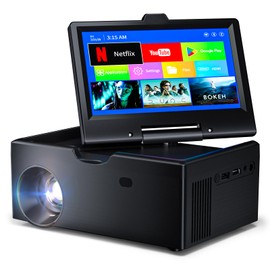 Projector with WiFi and Bluetooth,7-inch Touchscreen,Built-in Android System,Not Just a Movie Projector, But Also a Mini TV,Suitable for Home RVs and Outdoor Use