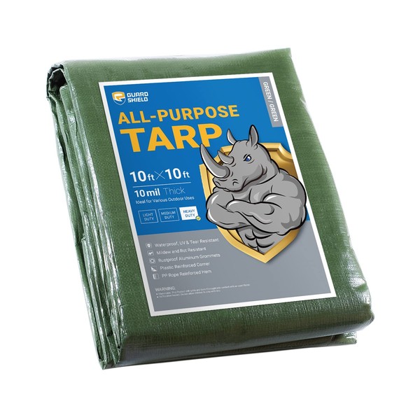 GUARD SHIELD Heavy Duty Tarp 10x10 Feet Green Multi Purpose