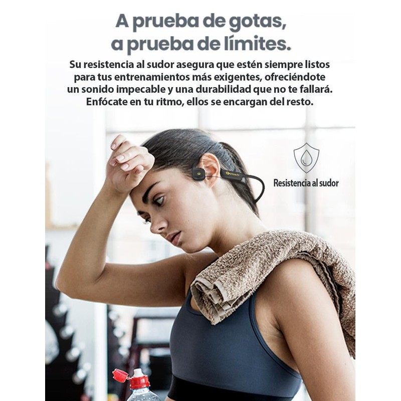 GETTTECH Auriculares Deportivos Inalámbricos, Sonido Envolvente 360°, Resistentes al Sudor,