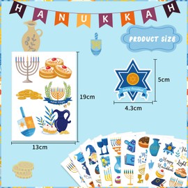 Hanukkah Stickers, 200 Pcs MARFOREVER Happy Hanukkah Stickers for Kids Hanukkah Decorations Dreidels Menorah Candles Stickers Decals for Kids Party Games Toys Chanukah Gifts Scrapbooking DIY Crafts