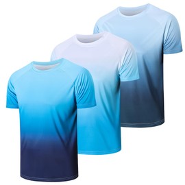 Cimic Pack of 3 Rash Guard UV Shirt Men UPF 50+ UV Protection Swimming T-Shirt Quick-Drying Breathable Sun Protection for Outdoor Surfing Running Top, Blue lake grey