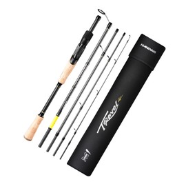 HANDING Travel Spinning Rod Freshwater, Micro Fishing Rod with 30+24T Carbon Fiber, Spinning Fishing Rod for Bass Walleye, Seaguide RA Guides, 6'6" Medium Power Fast Action 5 Pieces Rod