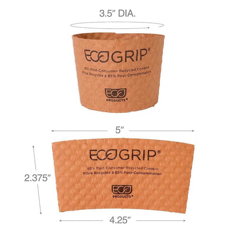 Eco-Products Ecogrip Hot Cup Sleeves - Renewable And Compostable, Fits