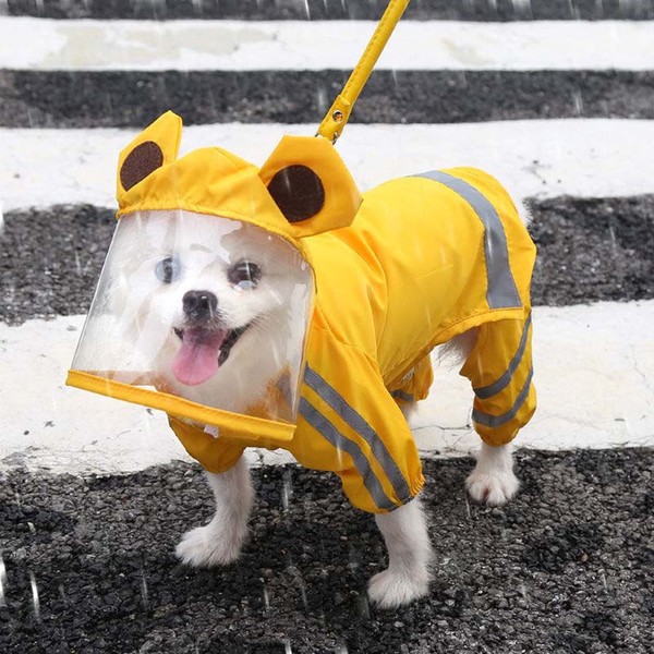 Dog Raincoat,Waterproof Dog Rain Jacket with Safety Reflective Stripe,Hooded Slicker